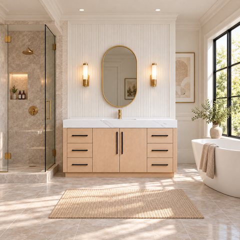 Amara 60" Freestanding Bathroom Vanity - Single Sink with vanity top