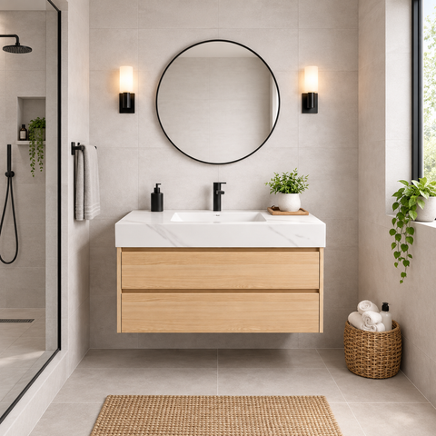 ADA 42" Floating Bathroom Vanity with vanity top